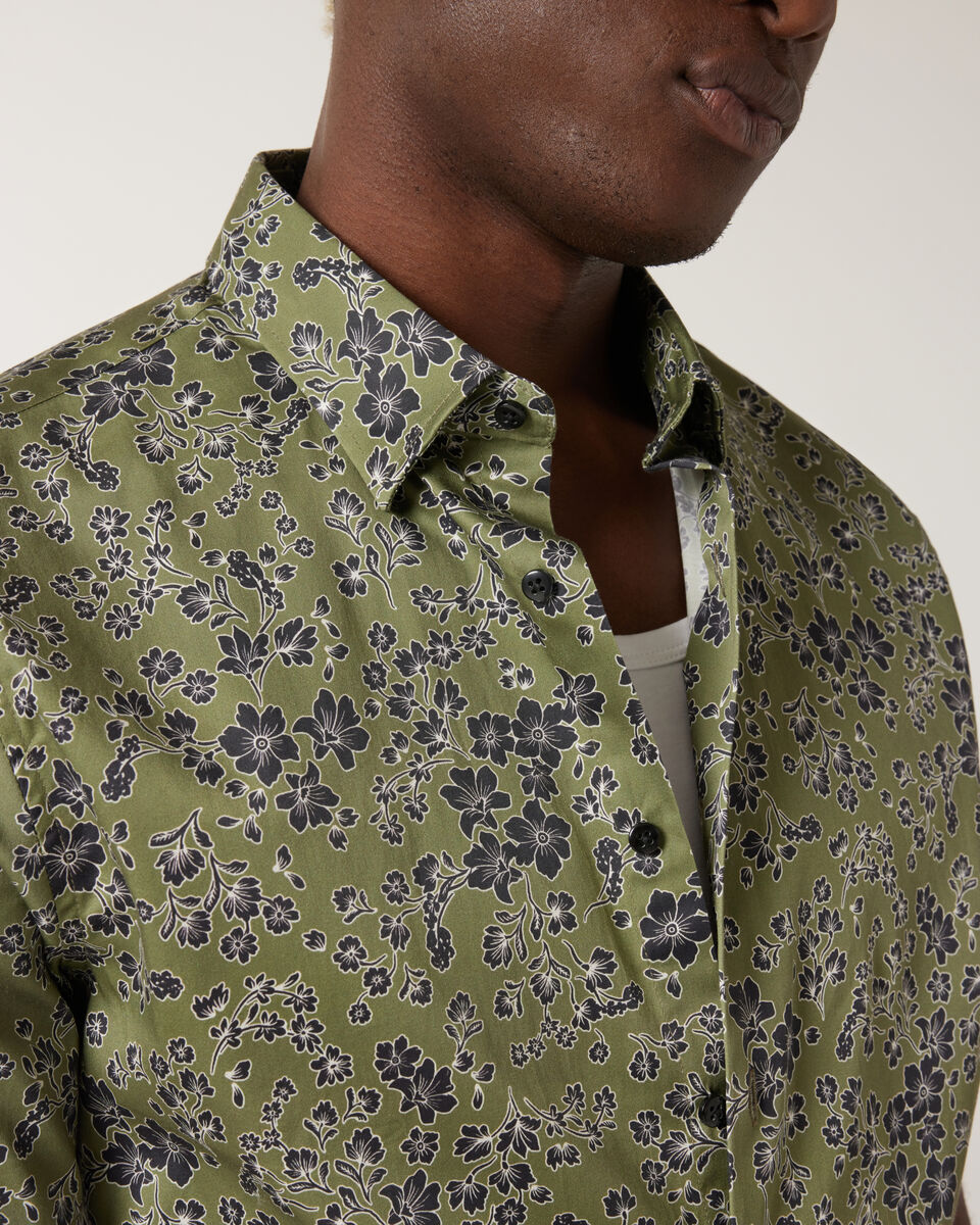 Floral Button-up Shirt, Khaki, hi-res